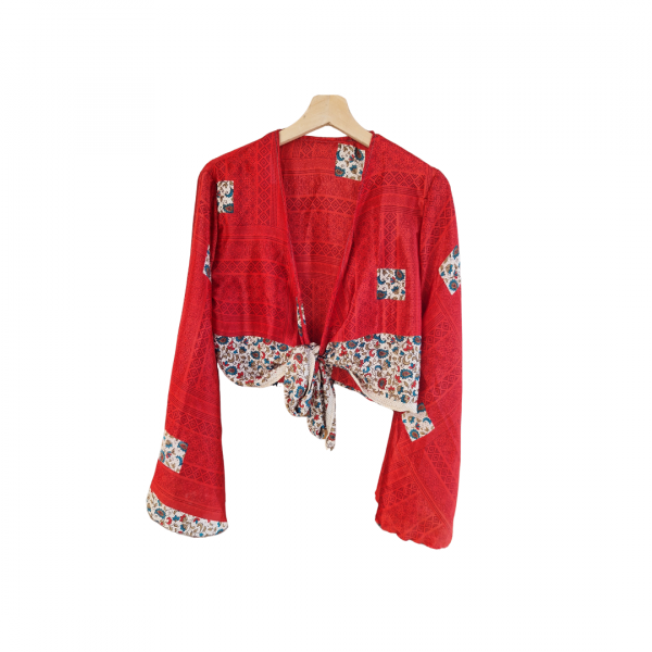 Top boho estampado rojo blanco