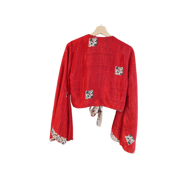 Top boho estampado rojo blanco - Imagen 2