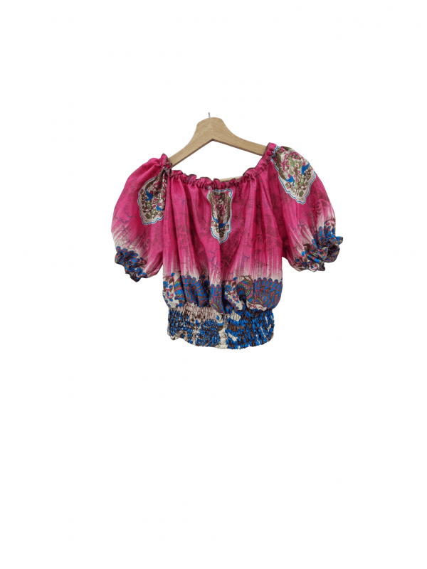 Top cigana rosa azul beige - Imagen 4